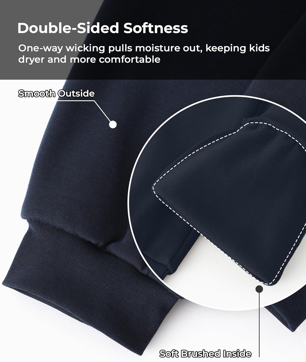 PATPAT Kids Dual-Tech Sweatpants –Warmth-Boost & One-Way Wicking Quick-Dry Tech Pants, Boys & Girls Athletic Fleece Jogger - Image 5