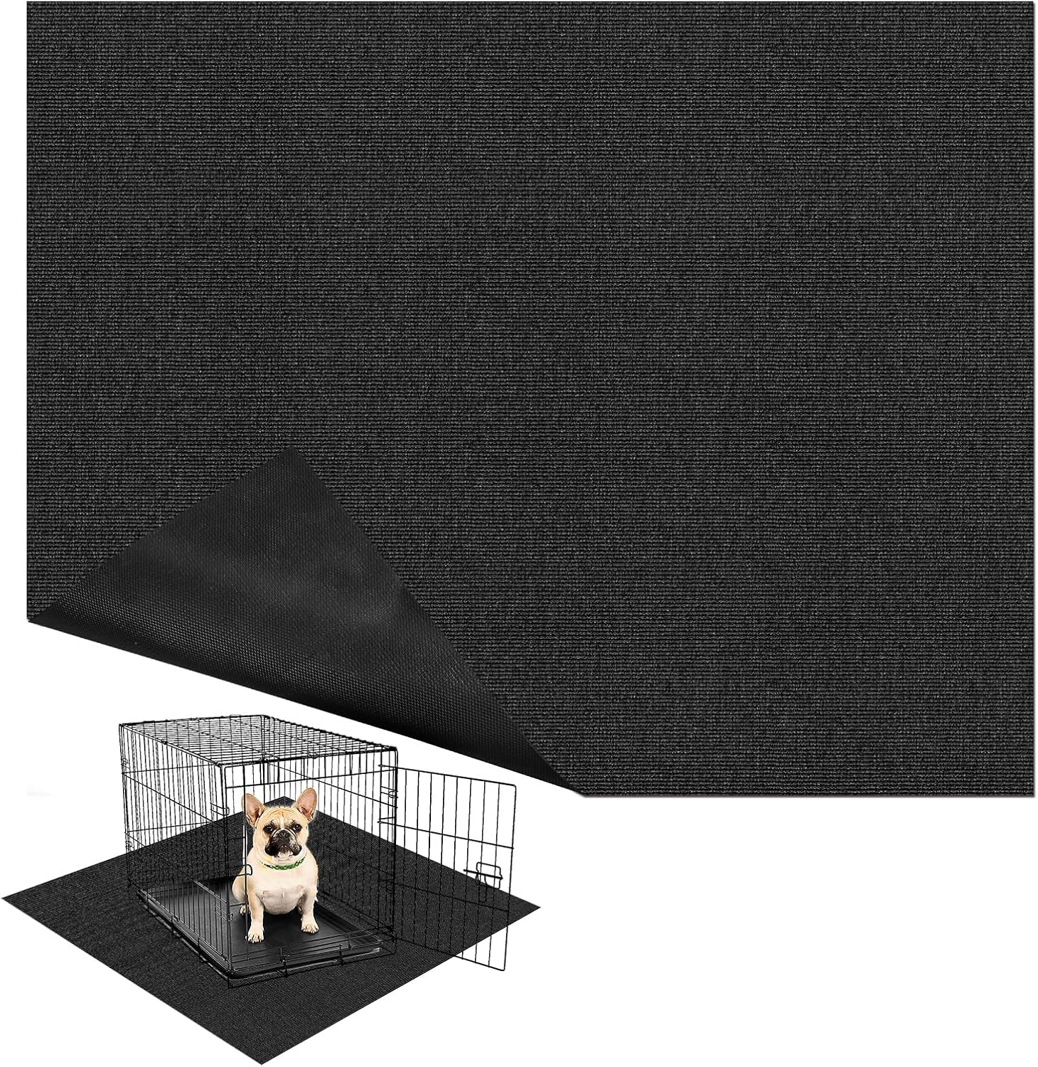 46" X 60" X 0.23'' Mat for Under Dog Crate, Non-Slip Rubber Kennel Mat for Crate to Protect Floors Extra Large Washable Absorbs Urine Dog Playpen Mat