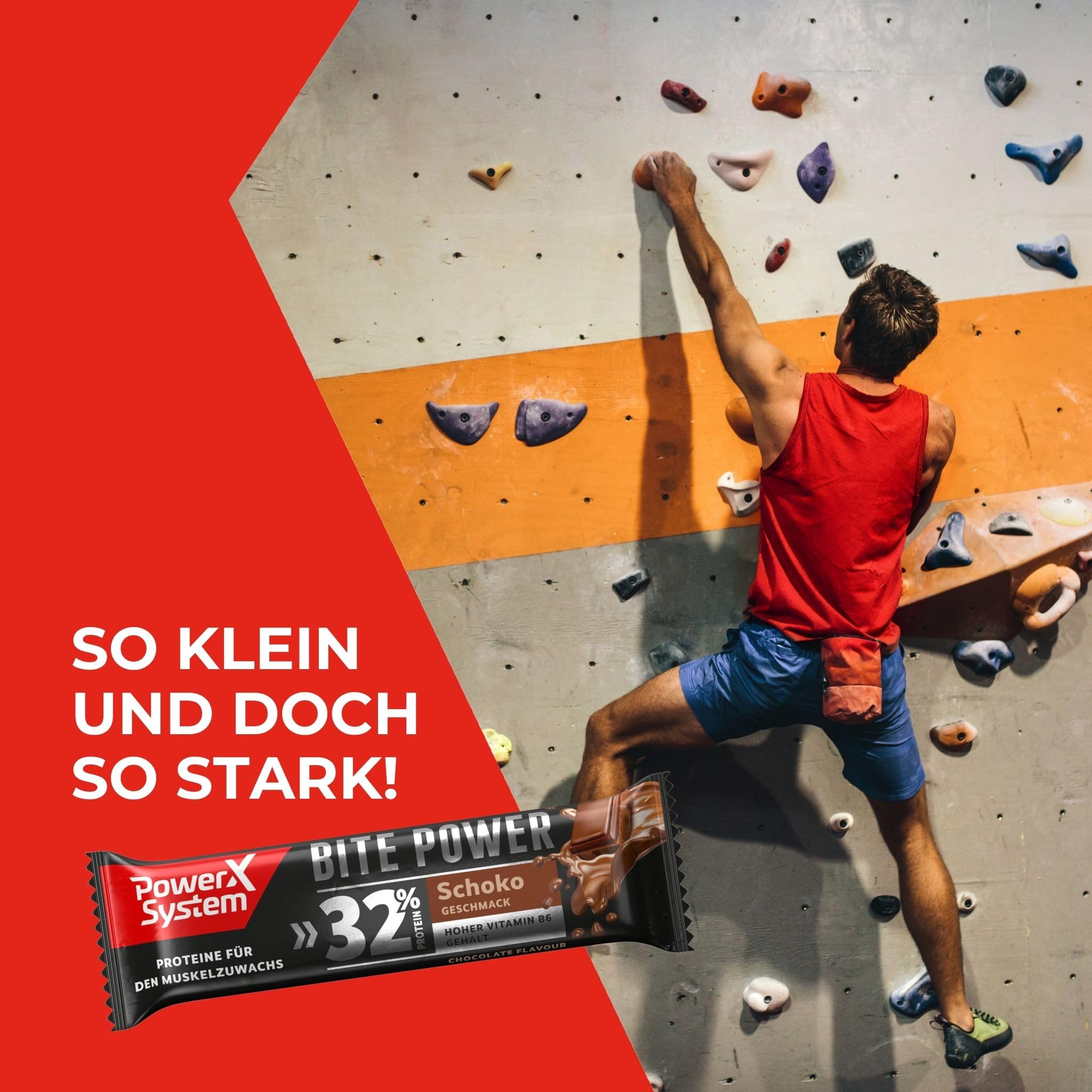 Power System Bite Power Schoko 32% Eiweiß, High Protein, Vitamin B6, 24x35g