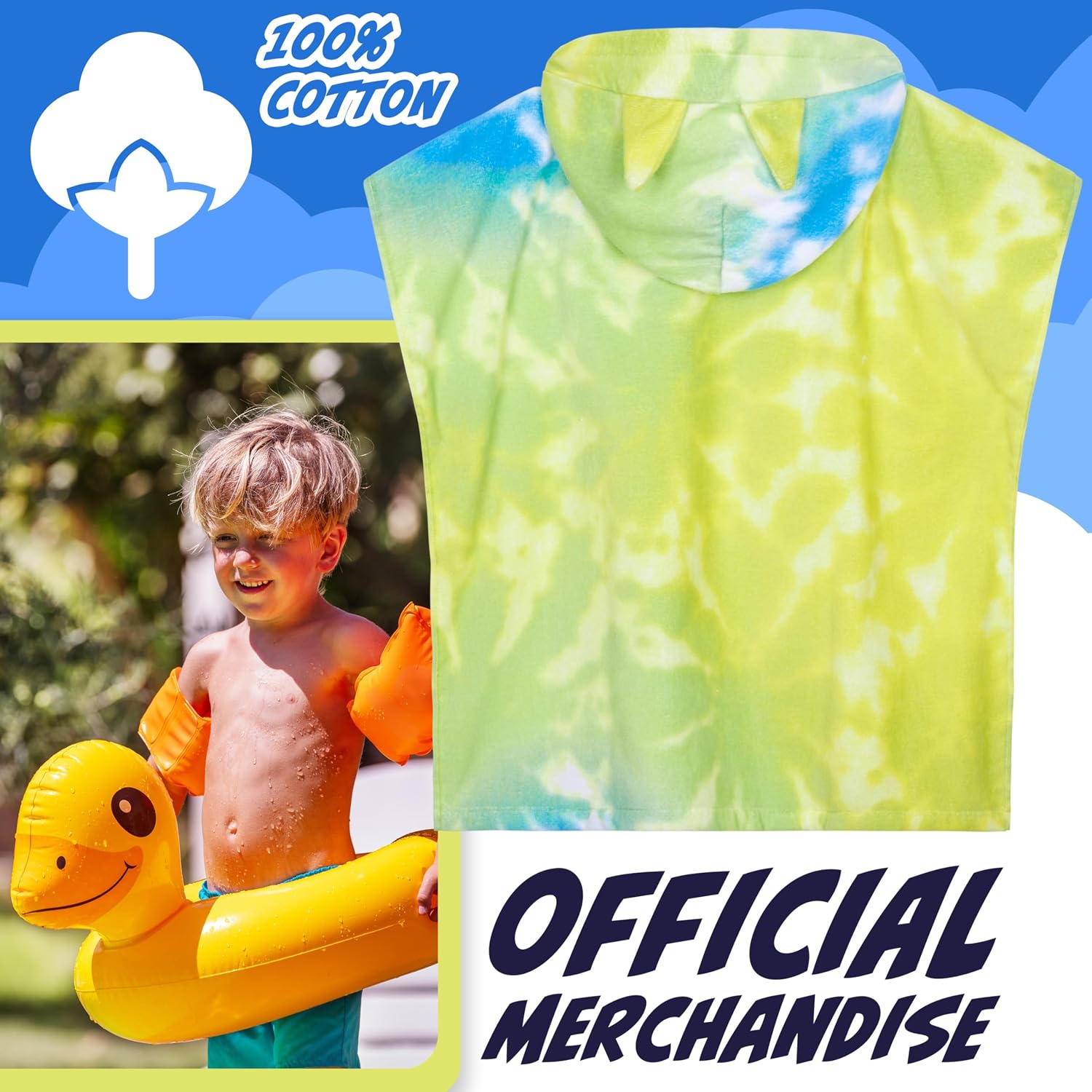 Bluey Beach Towel Hooded Kids Absorbent Changing Robe Cotton Poncho Towels for Swimming Shower Pool Swim Bath Towel Gifts for Girls and Boys (Multi, 3-8 Years)