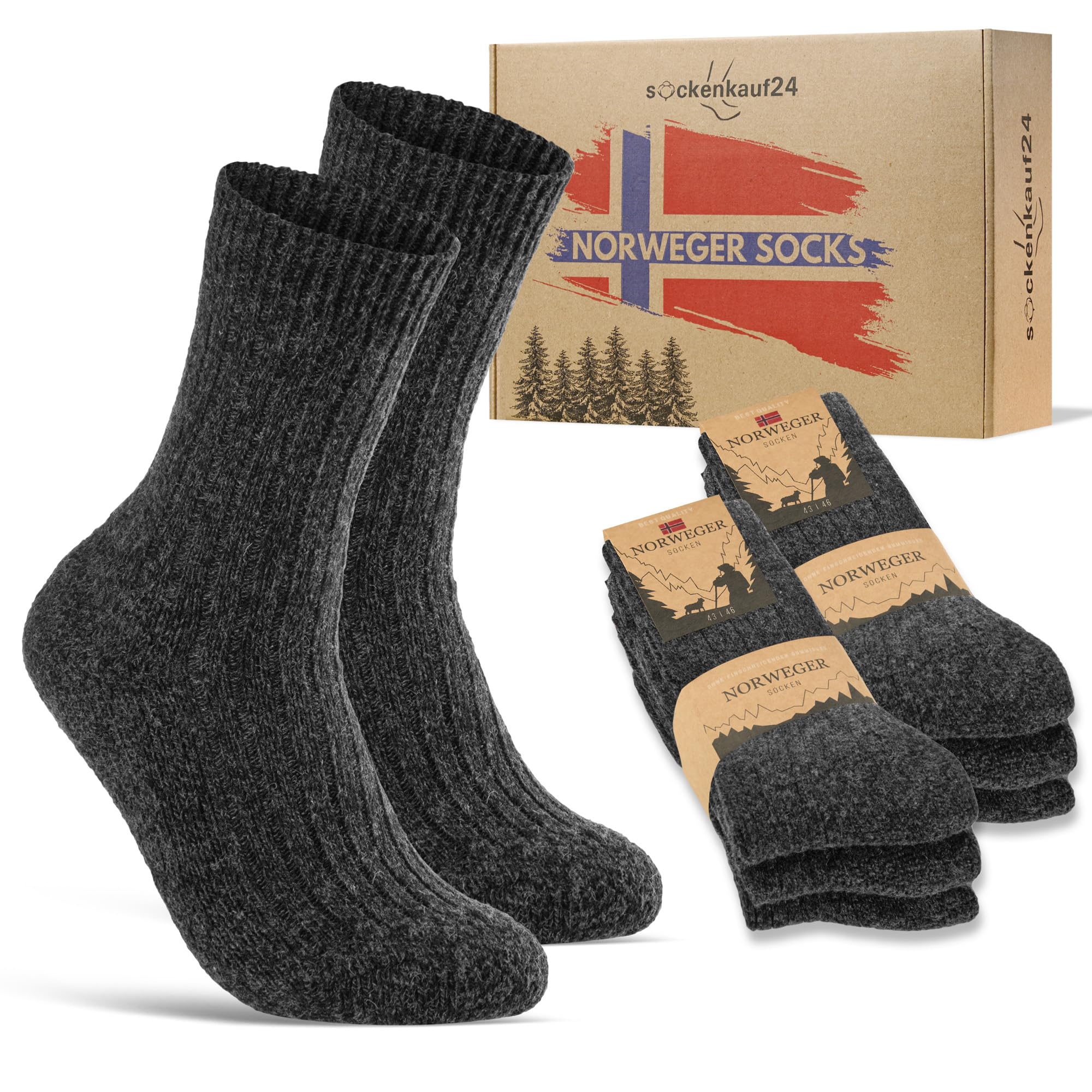 6 Pairs Norwegian Socks Men Women Wool Socks Warm Winter Socks