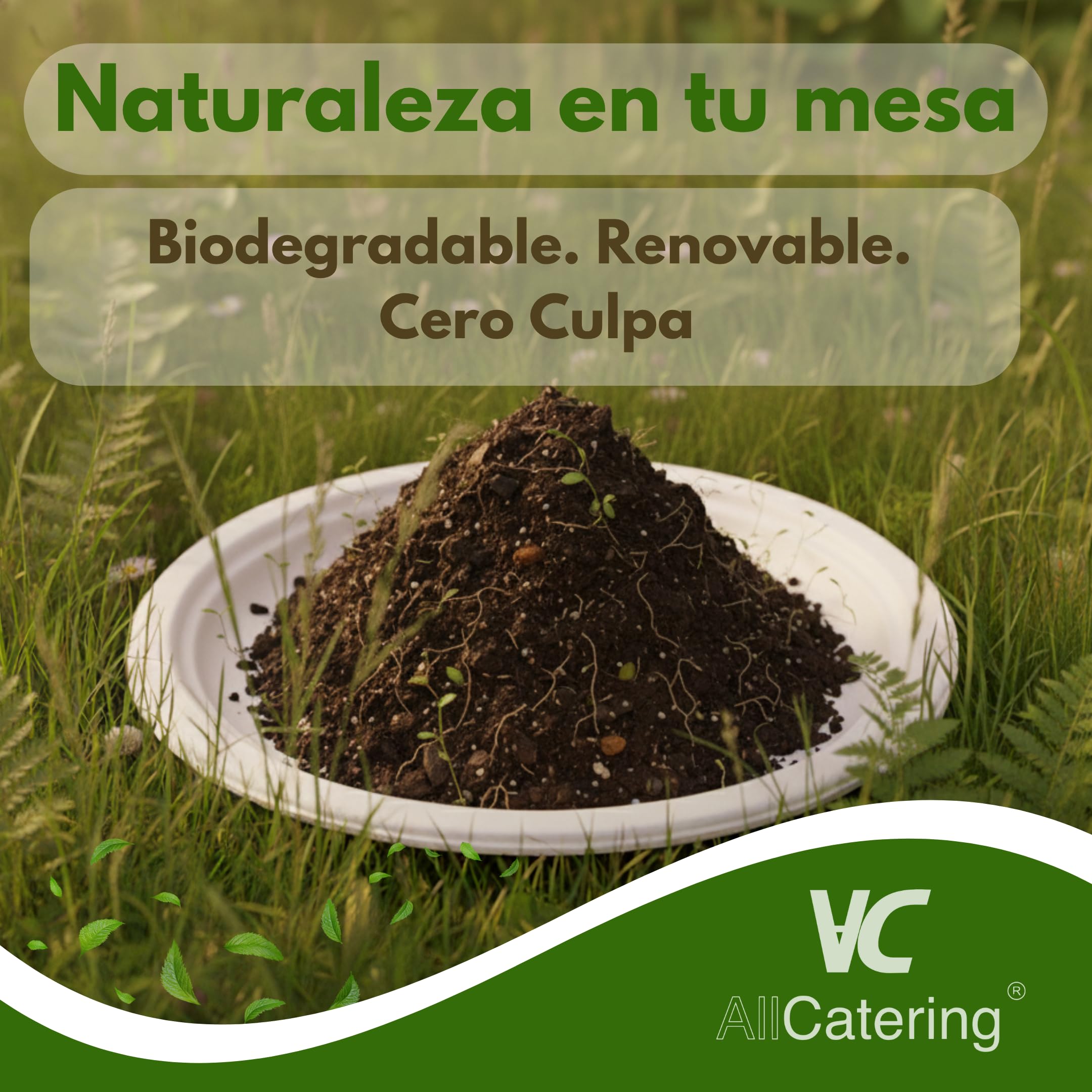 500 Platos Desechables de Caña de azúcar Redondos de 26 cm. Ecológicos, Biodegradables y Resistentes para Picnics, Barbacoas, Fiestas y Cumpleaños. 500 Platos