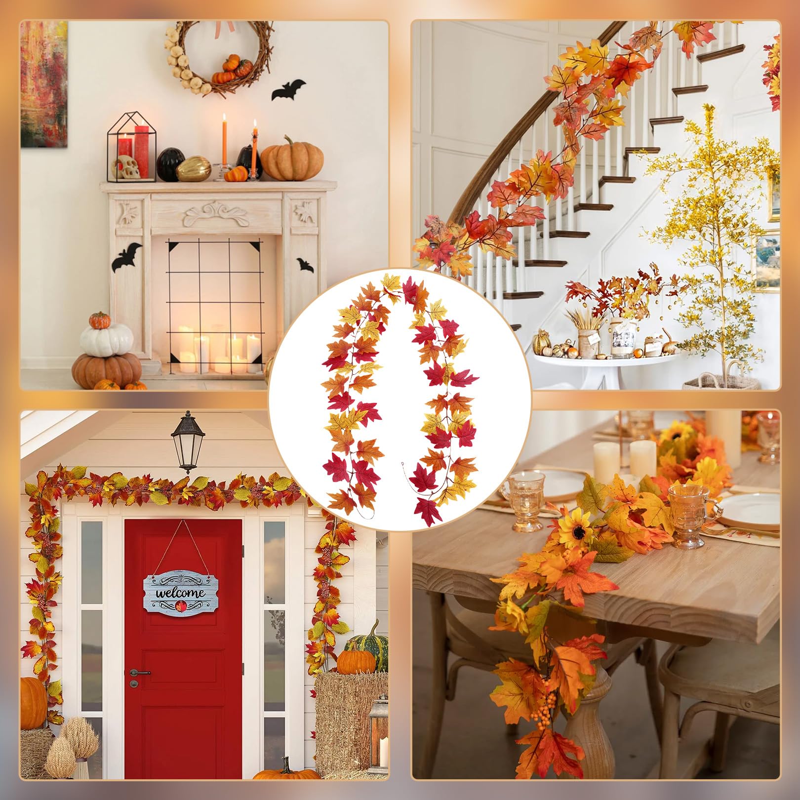 4 Stück Ahornblatt Ornament Aus Gebeiztem, 2D Acryl Anhänger Ahornblätter, Herbstdeko Zum Aufhängen, Ahornblatt Sonnenfänger Herbstdeko Fenster, Ahornblätter Ornamente Für Halloween Thanksgiving