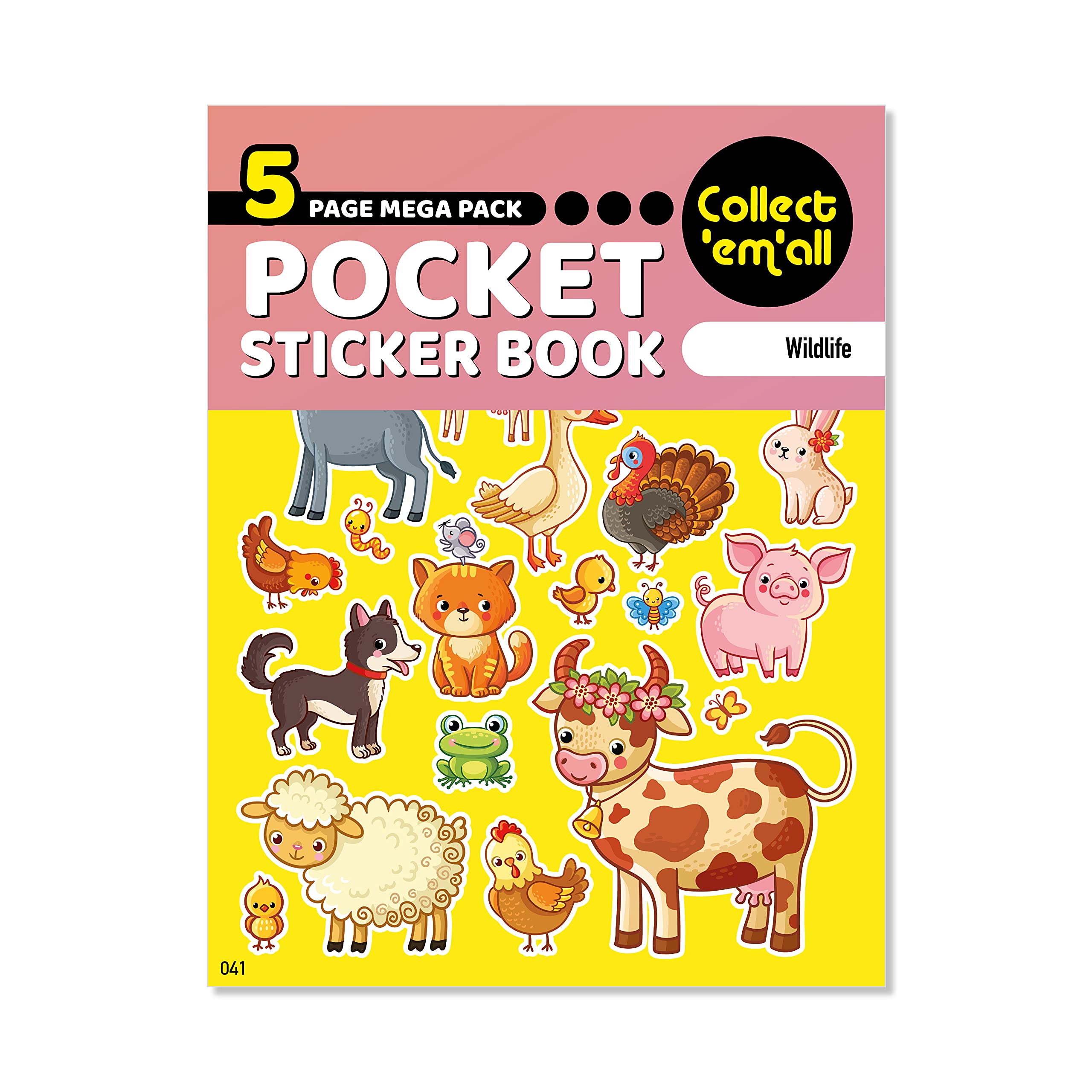 Lds Landlord Direct Supplies Multi-Color Pocket Sticker Book (5 Pages) - 64 Mega Packs To Collect Coloured Stickers For Kids - Wildlife