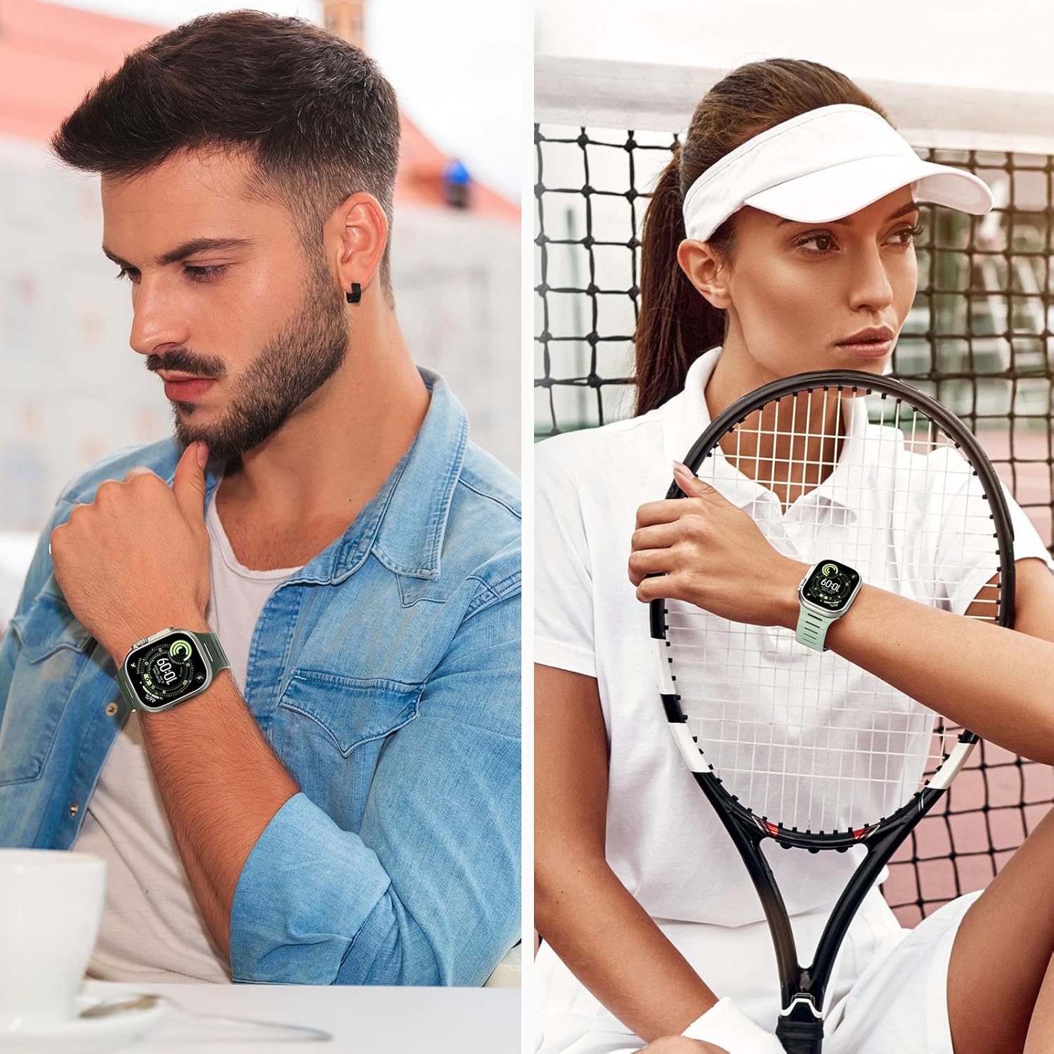 Double Sided Reversible Magnetic Bands Compatible with Apple Watch Band 49/46(S11/10)/45/44/42mm, Breathable Bracelet for iWatch Ultra 3/2/1 SE3-1 Series 11/10 9 8 7 6-1, Darkgreen/Lightgreen - Image 7