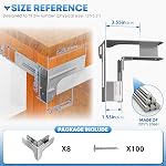 Workbench and Shelving Hardware Kit - Galvanized Steel Workbench Bracket Kit - 8PCS Workbench Brackets with 100 Upgraded 201 SS Screws - 2x4 Workbench Kit for Custom Size Table - Fits 1.5"x3.5" Lumber