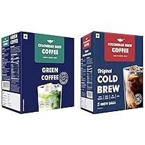 Colombain Brew Coffee Arabica Original Cold Brew 5 Brew Bags, 20 Cups & Colombian Brew Coffee Green Coffee Powder, Hot & Cold Brew 10 Bags, Pack of 2 (for Weight Loss)