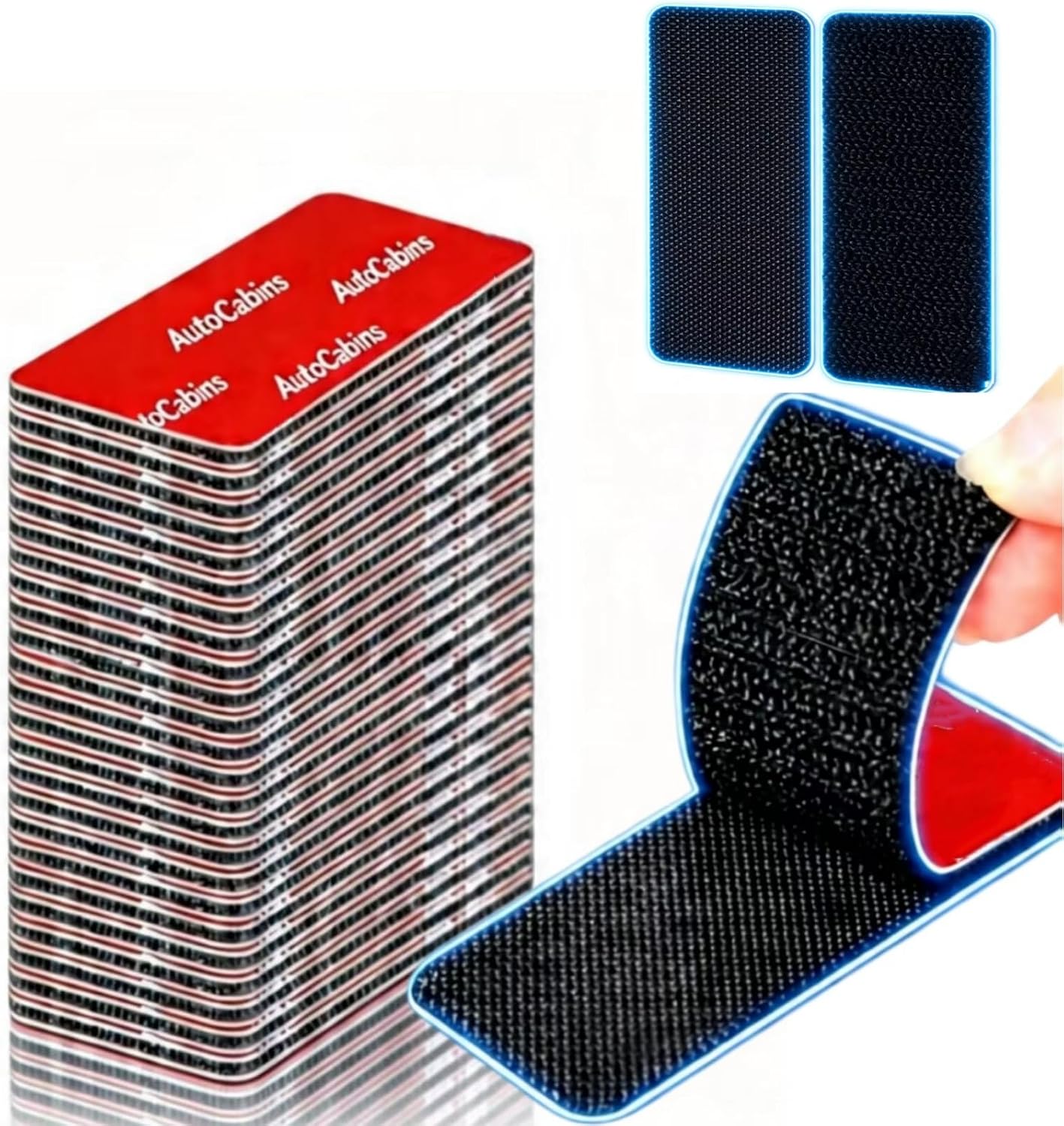 24 Sets Heavy Duty Industrial Hook and Loop Strips with Adhesive Backing, 4x2 Inch Interlocking Fasteners - Waterproof Heat Resistant Strips for Car Dashboard, Transponder, Area Rugs