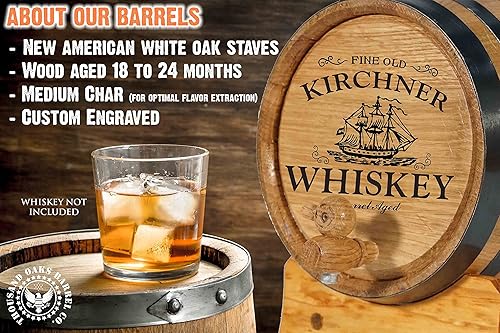 Miniatura 2 de Thousand Oaks Barrel Co.  Barril personalizado de roble blanco americano de 3 litros con soporte, tapón y espita - Para el cervecero casero,