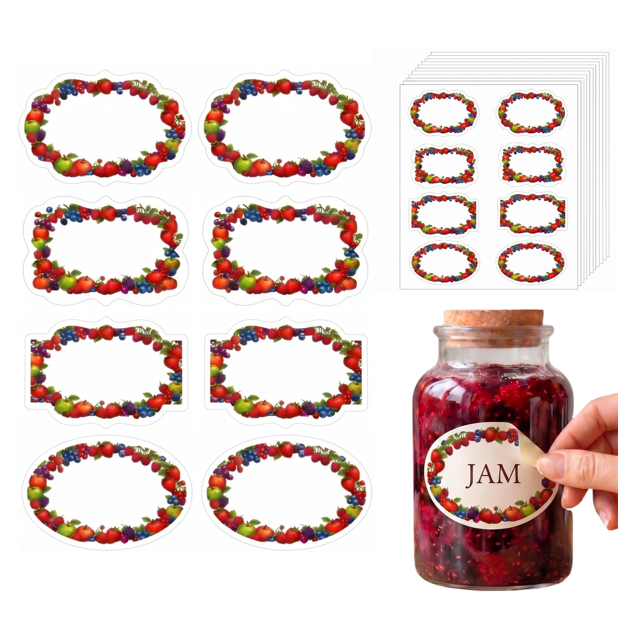 Jam Labels for Jars, 160 Pcs Jam Jar Labels Easy Peel Off Self Adhesive, Waterproof Food Label Stickers with Easy to Write Surface, Removable Sticky Jam Jars Label for Kitchen Food Bottles Containers