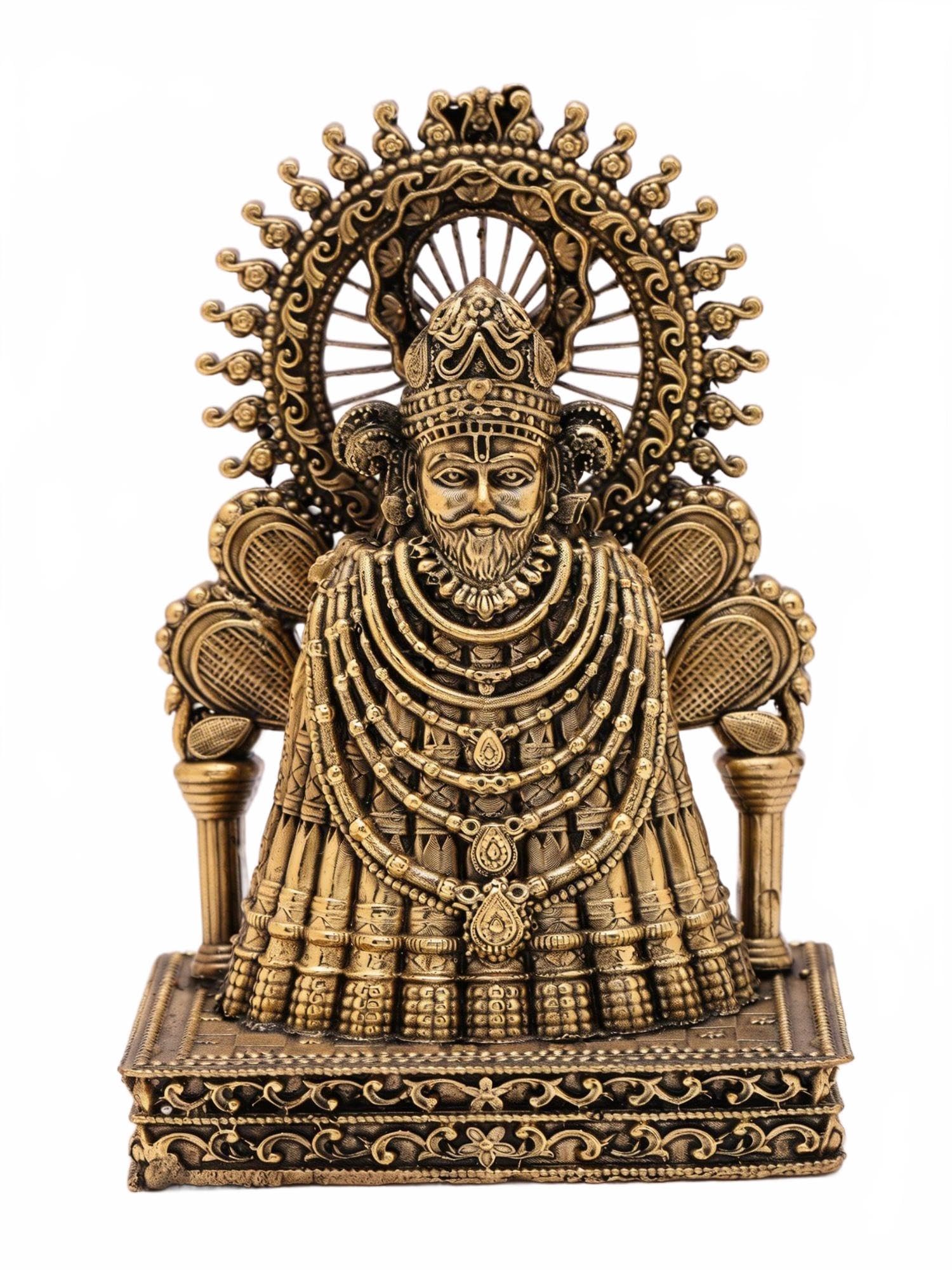 Exotic India Khatu Shyam Ji Brass Idol | Hindu Deity Statue for Home Décor, Mandir, Pooja Décor, Gifting