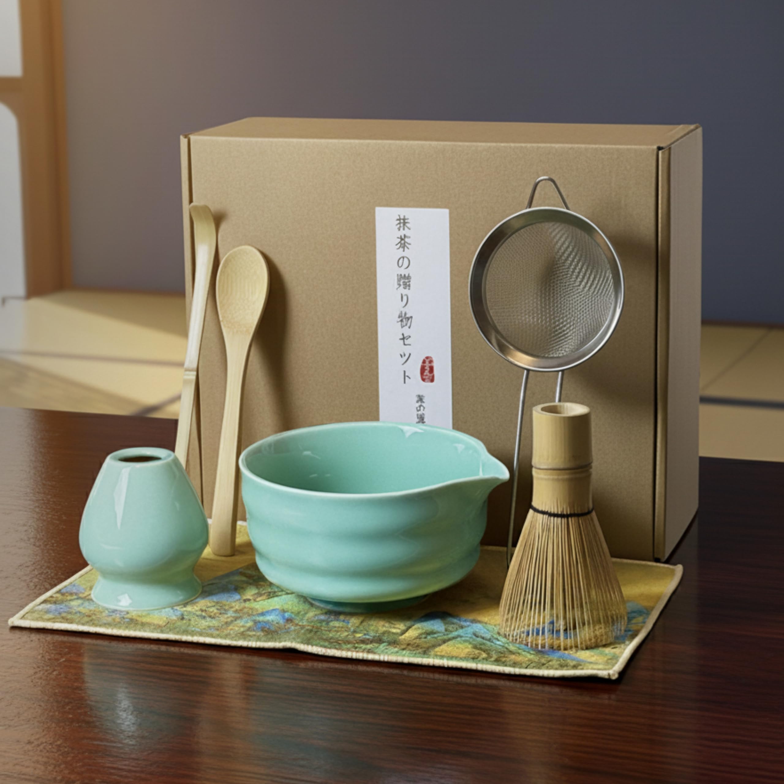 KUMORINO Matcha Set 7 Piece Side Handle Bowl Whisk Scoop Strainer 12oz