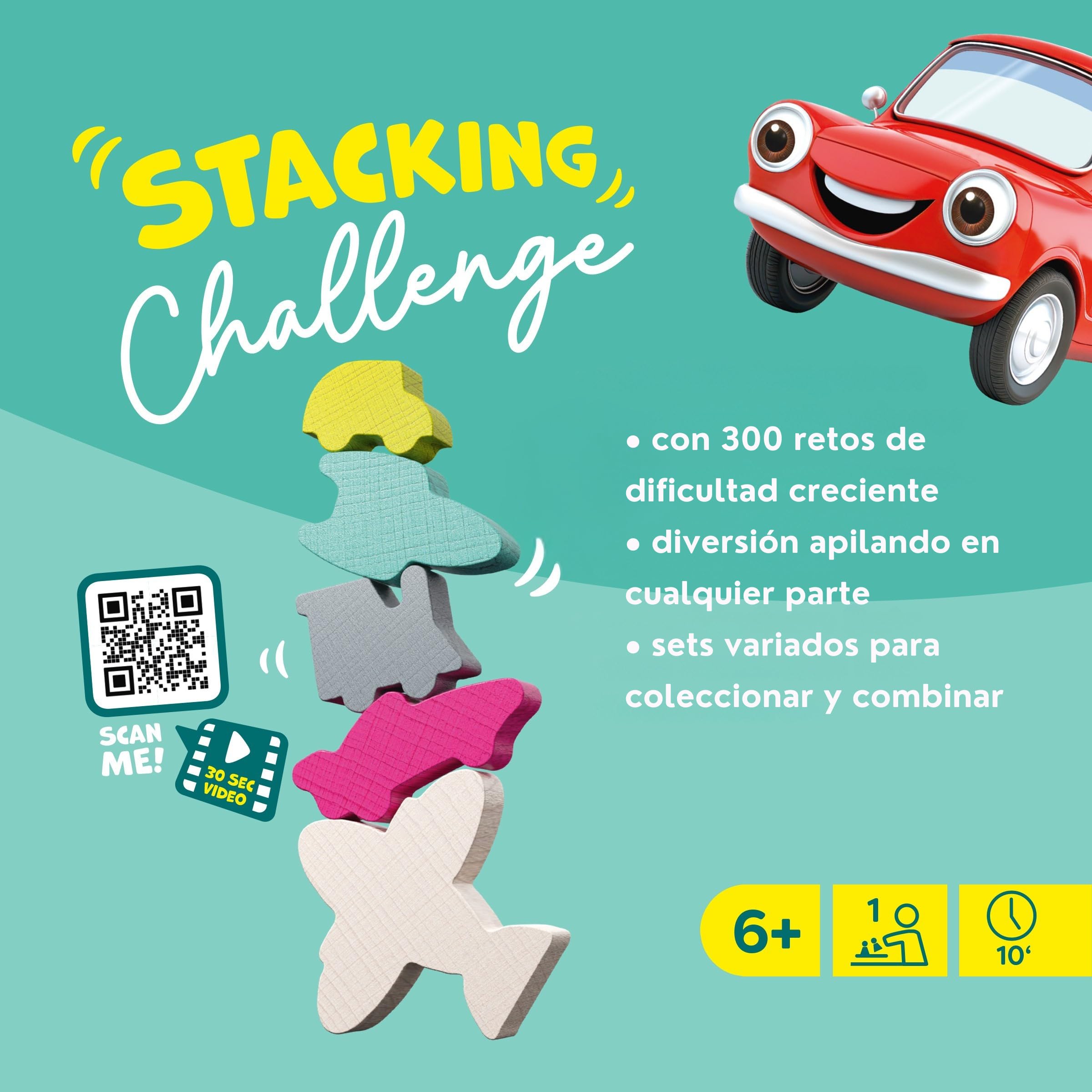HABA 2013868001 - Stacking Challenge Vehicles, Juego Infantil con retos de apilar, Solitario, de Viaje. Más 6 años - 5