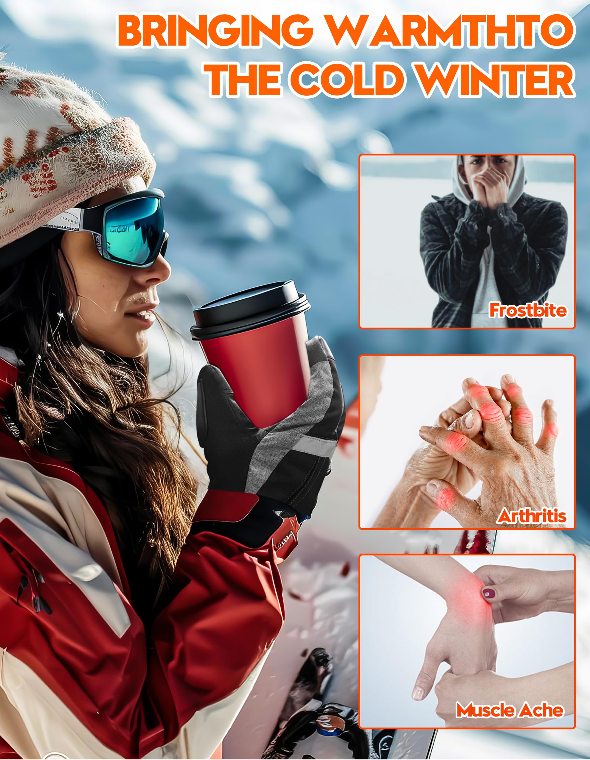 SVPRO Guantes calefactados, 5 V, 6000 mAh, recargables, para hombres y mujeres, guantes de calefacción eléctrica impermeables y resistentes al viento para esquí, caza, motociclismo, senderismo