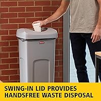 Vista 6 de Rubbermaid Commercial Products Square Trash/Garbage Container with Untouchable Swing Top Lid, 23-Gallon, Gray, Perfect for
