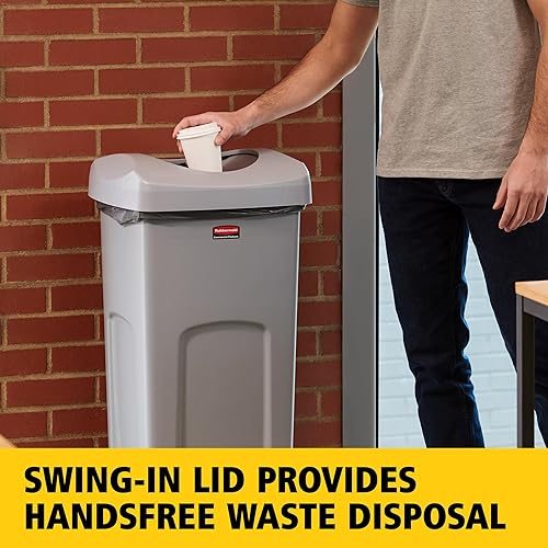 Miniatura 6 de Rubbermaid Commercial - bote de basura cuadrada intocable, Gris