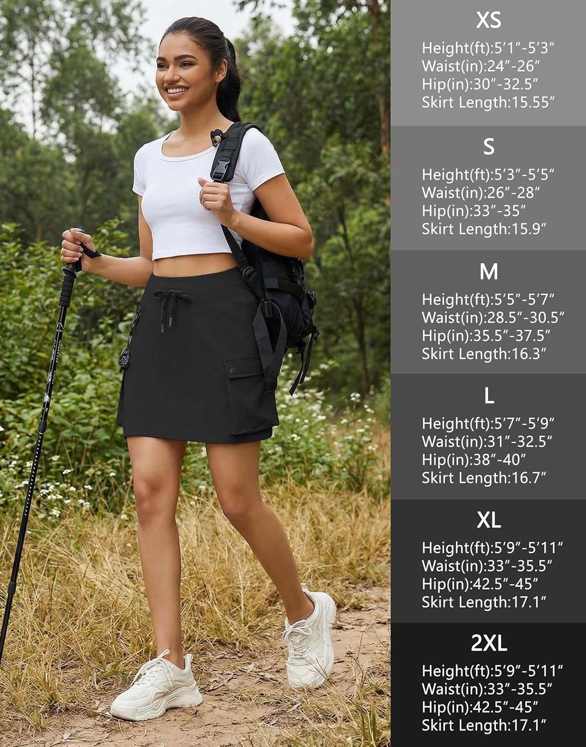 Skorts for Woman Hiking Cargo Skirt Drawstring High Waist Quick Dry Golf Travel Skort with Pockets Dressy Casual Summer