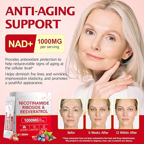 Miniatura 4 de Suplemento líquido liposomal NAD+ de alta pontencia de 1000 mg con resveratrol y quercetina, alta pureza, apoya la longevidad celular,