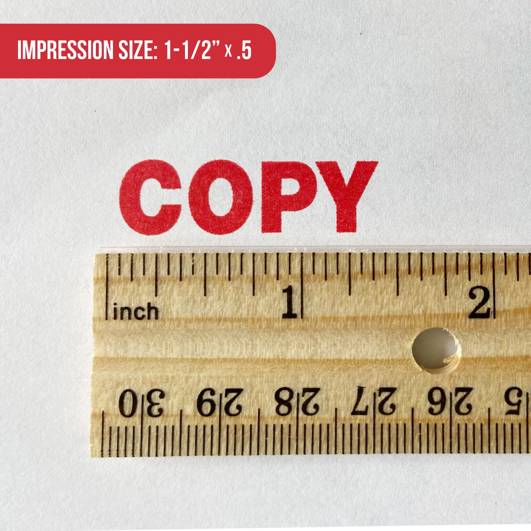 IDEAL Self Inking Stamp â€“ Copy â€“ Red Ink, Impression Size 9/16â€? x 1-1/2â€?