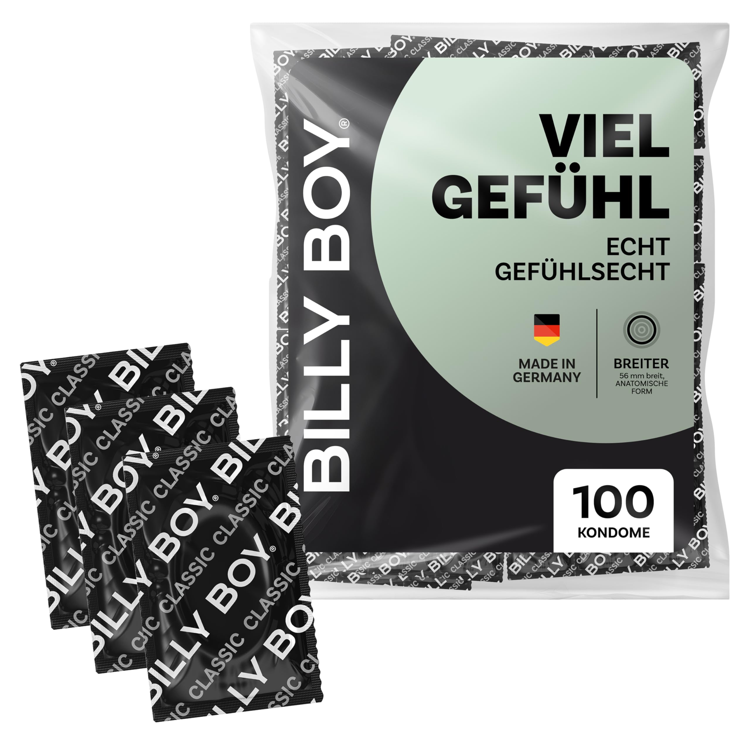 BILLY BOY Kondome Viel Gefühl 100er | 56 mm | Gefühlsechte Kondome mit angenehmem Duft | (1x100 Stück)