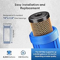 Vista 6 de Cartucho de repuesto de filtro de agua de carbón CTO de casa completa de 1 micrón 2.5" x 10" para sistema de filtro de agua bajo el fregadero