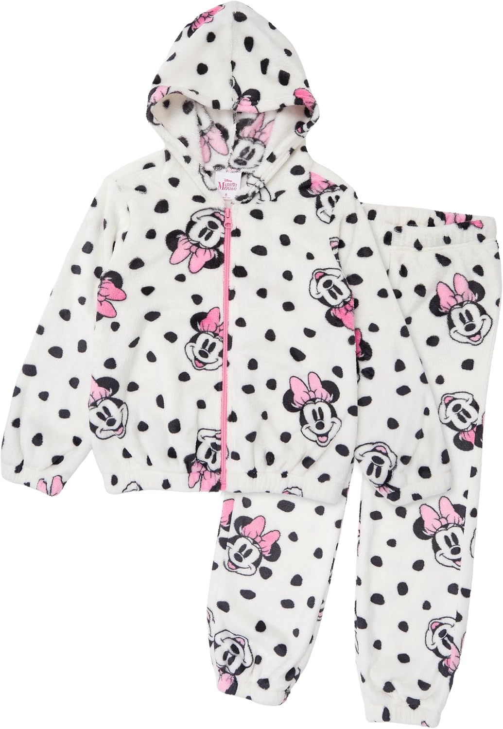Disney Stitch Girls and Minnie Mouse Zip-Up Woobie Hoodie and Jogger Pants Set, 2-Piece Plush Outfit