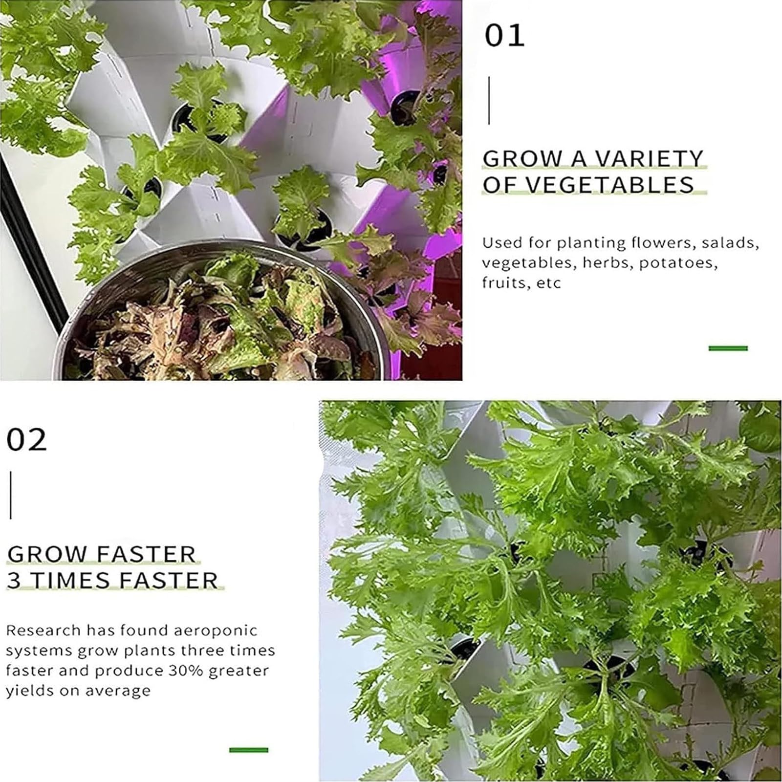 GEJLELDS Hydroponik Turm 6-stöckig - Automatisches Aeroponik System Für Innen & Außen