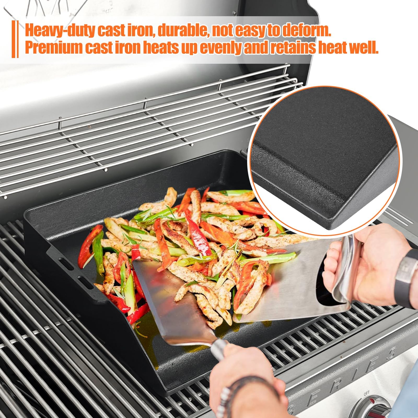 Plaque universelle pour barbecue GFTIME Plancha 48 x 36 cm compatible RÖSLE VIDERO Weber Enders Campingaz Napoléon Tepro Taino Gasgrill
