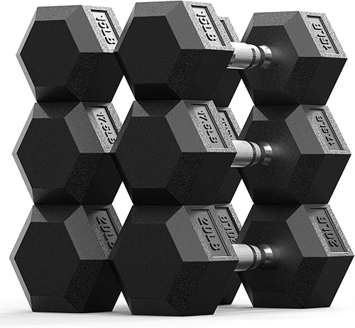 Miniatura 23 de PAPABABE Juego de mancuernas, mancuernas de gimnasio en casa con revestimiento de goma, mancuernas para mujeres y hombres, pesas de mano para