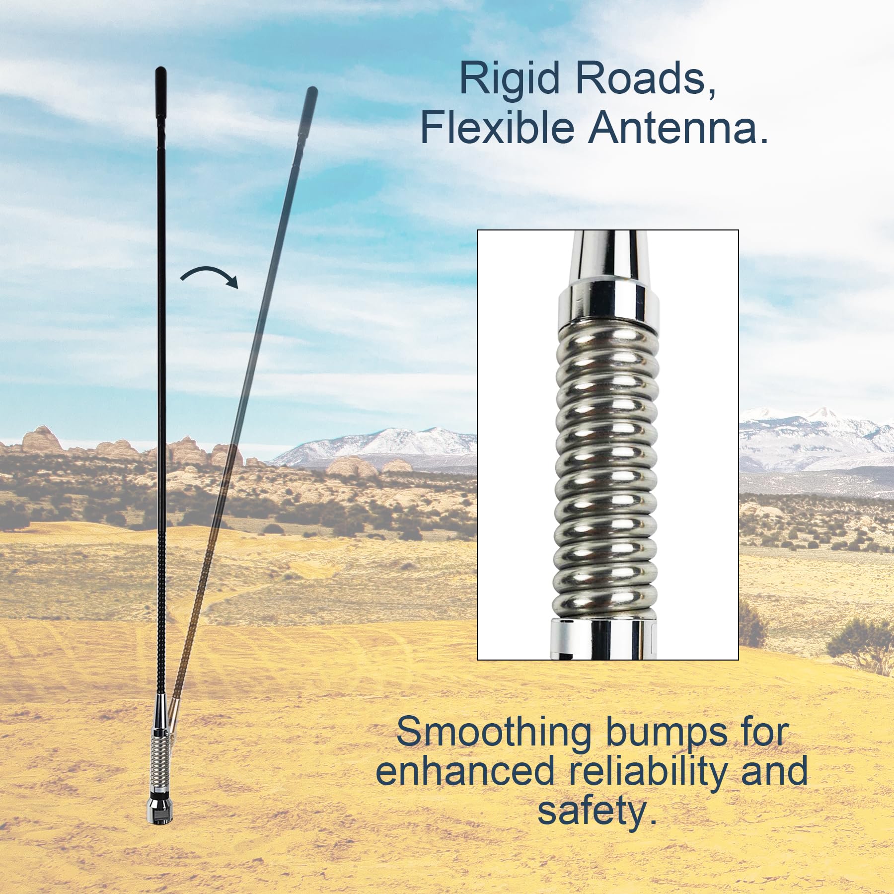 Kit de antena de radio CB de 27 MHz con base de montaje de clip, cable RG-58 de 13 pies y conector BNC PL-259, antena móvil de largo alcance para coche, camioneta, vehículo y radios CB de mano