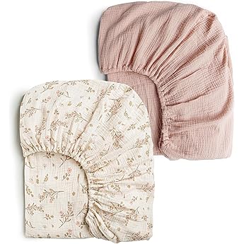 Crane Baby Soft Cotton Crib Mattress Sheet, Fitted Sheet for Cribs and Toddler Beds, Pink Tie-Dye, 28”w x 52”h x 9”d