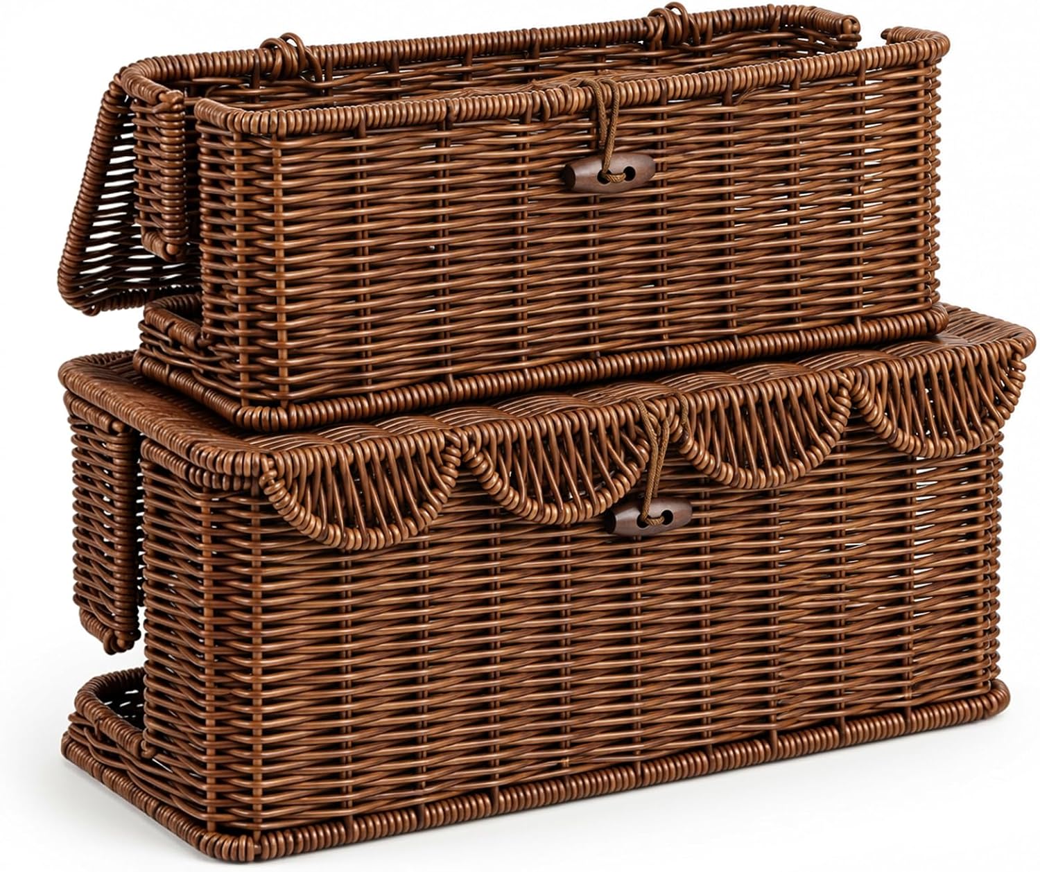 Amazon.com: 2Pcs Rattan Cable Management Box Large Handwoven Cord ...