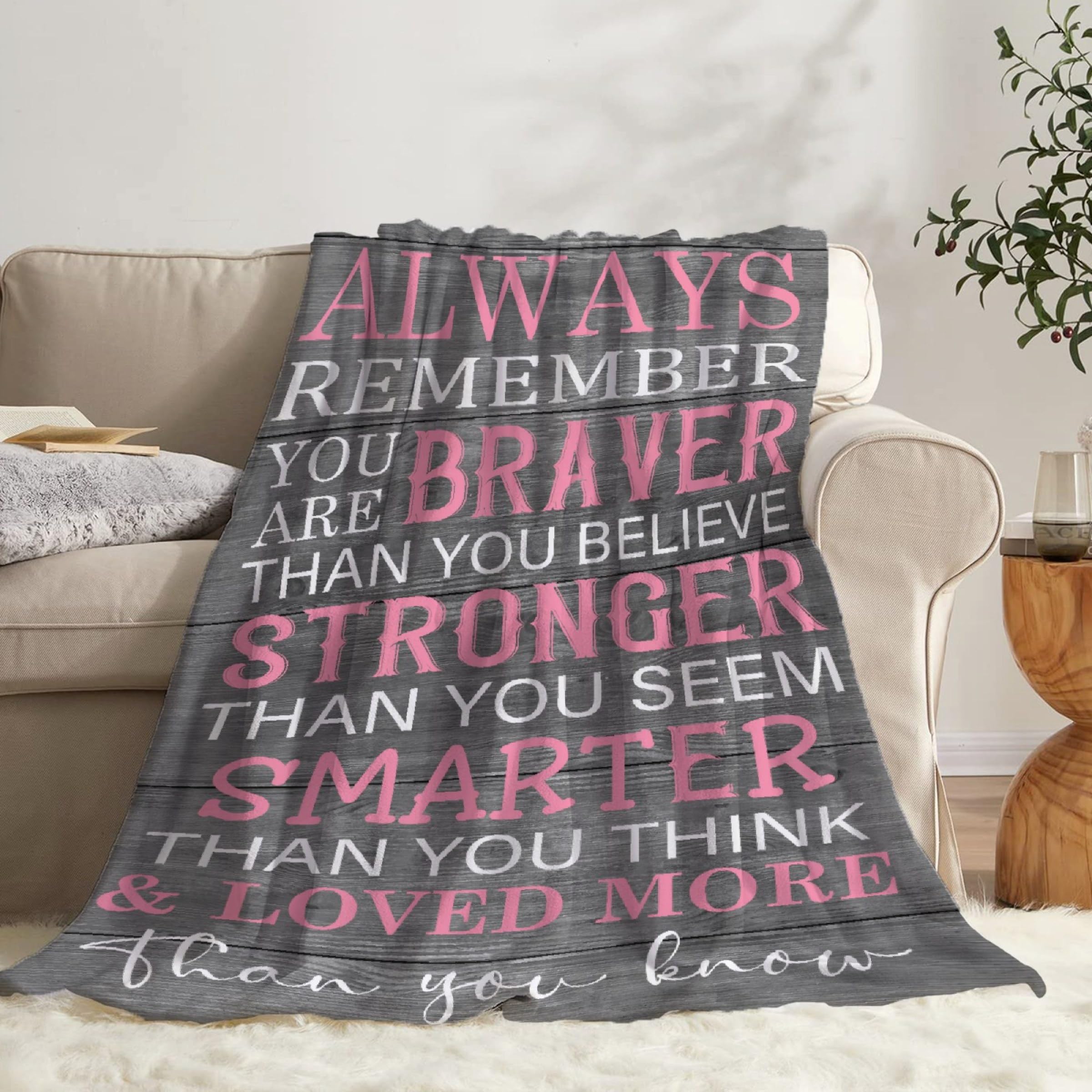 Todeyya Always Remember You are Braver Than You Think Throw Blanket Flannel Fleece Air Conditioning Quilt Best Gift Lightweight Blanket for Sofa Chair Bedroom S 50"X40" for Kids