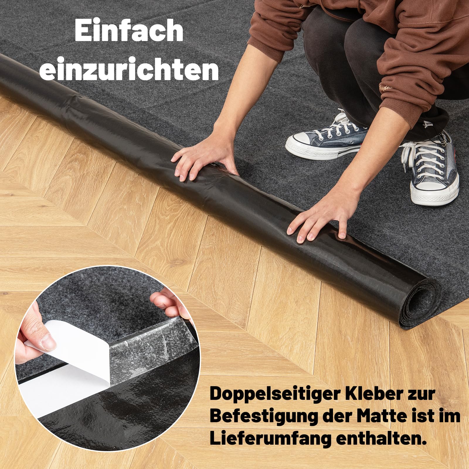 GOPLUS Garagenbodenmatte, 252,5 x 221 cm Ölauffangmatte zum Schutz des Garagenbodens, Bodenmatte mit doppelseitigem Klebeband, Garagenmatte Antirutschmatte Auto, wiederverwendbar