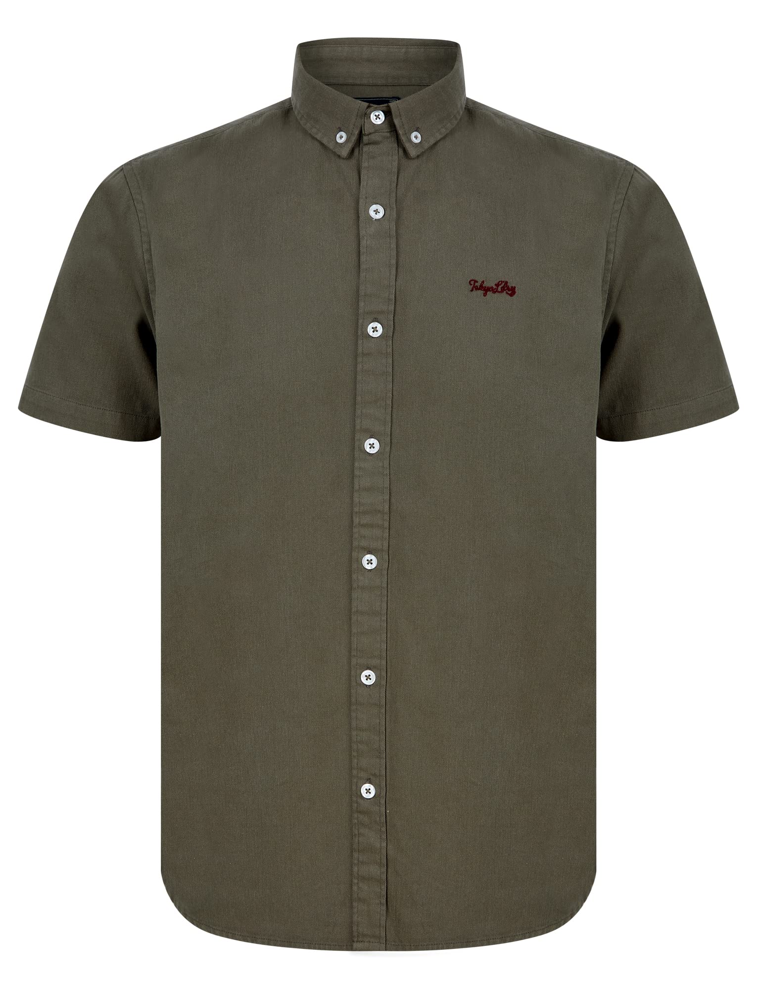 Tokyo Laundry Men's Dusty Olive Elbury Short Sleeve Cotton Twill Shirt