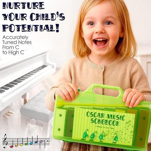 Miniatura 7 de MINIARTIS Glockenspiel Xilófono  Juguetes educativos de música para niños pequeños  Campanas resonadoras coloridas de 8 notas para niños con 15