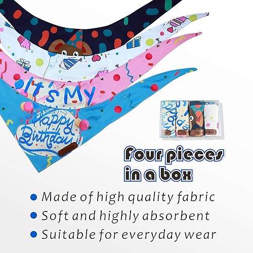 Miniatura 5 de DeerBAO Paquete de 4 bandanas para perro bufanda para perro bandana de cumpleaños para perro bandanas para perros tela duradera de alta calidad
