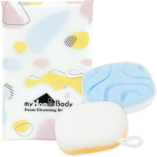 myHomeBody Esponjas de lavado facial, limpiador facial para limpieza y exfoliación, removedor de maquillaje reutilizable, almohadillas exfoliantes,
