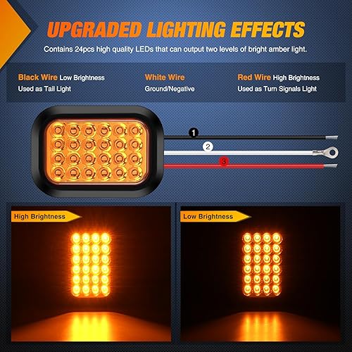 Vista 64 de Nilight Luz trasera ovalada de 6 pulgadas, 2 unidades, luces de marcha atrás blancas de 24 LED con ojales de montaje empotrado, impermeables IP67