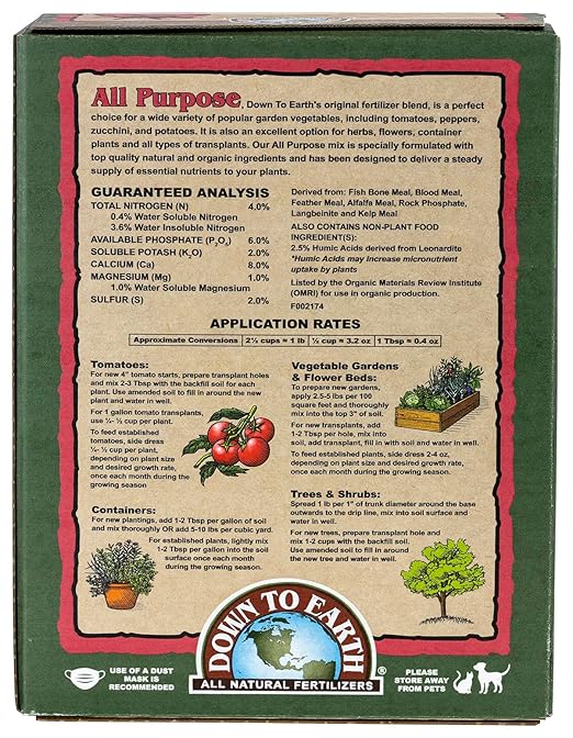 Fertilizante Orgánico Down To Earth para Tomates y Vegetales 5 lb miniatura 2