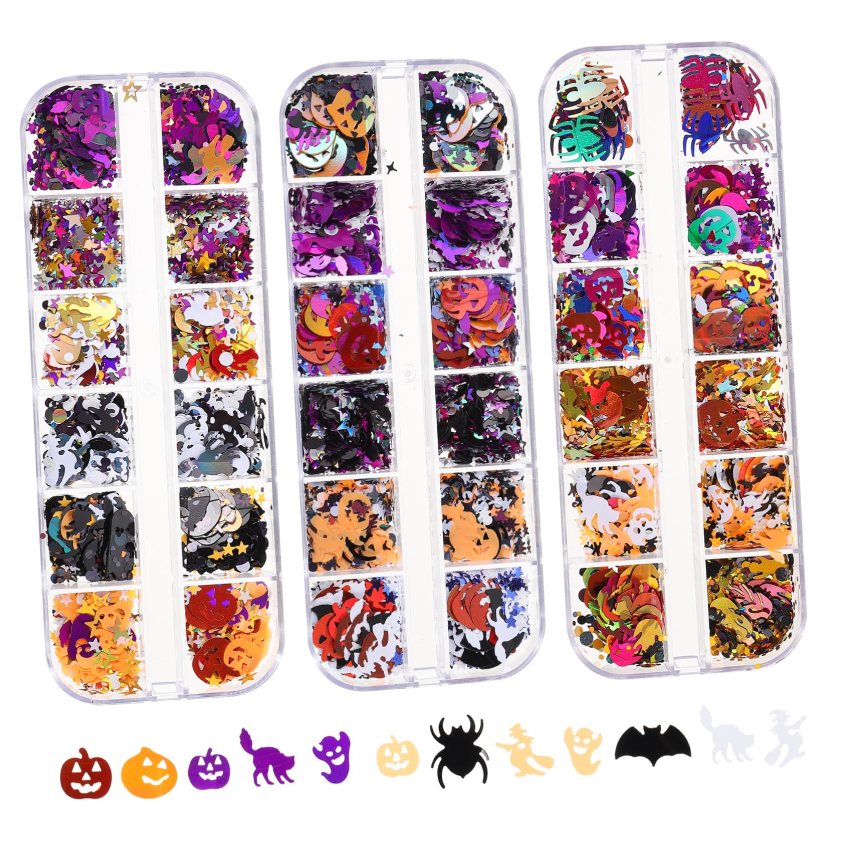 Didiseaon 4 Set Adesivi Per Unghie Di Halloween Gemme Appiccicose Parà Neon Tagliaunghie Adesivo Per Unghie Tavolozza Glitter Pennelli Per Unghie Robaccia Gel L'animale Domestico 3 Scatole*4