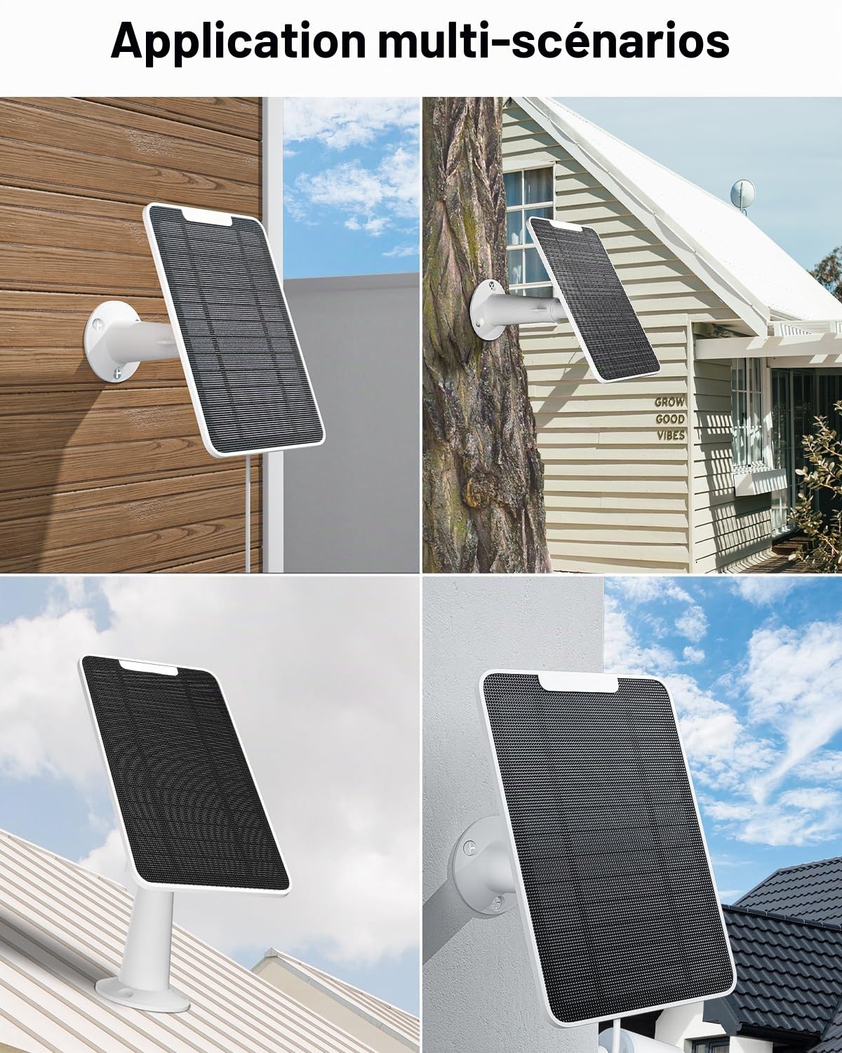 Lot de 3 chargeurs solaires 6 W compatibles Google Nest Cam extérieur-intérieur (version batterie), énergie solaire, IP65 résistant aux intempéries