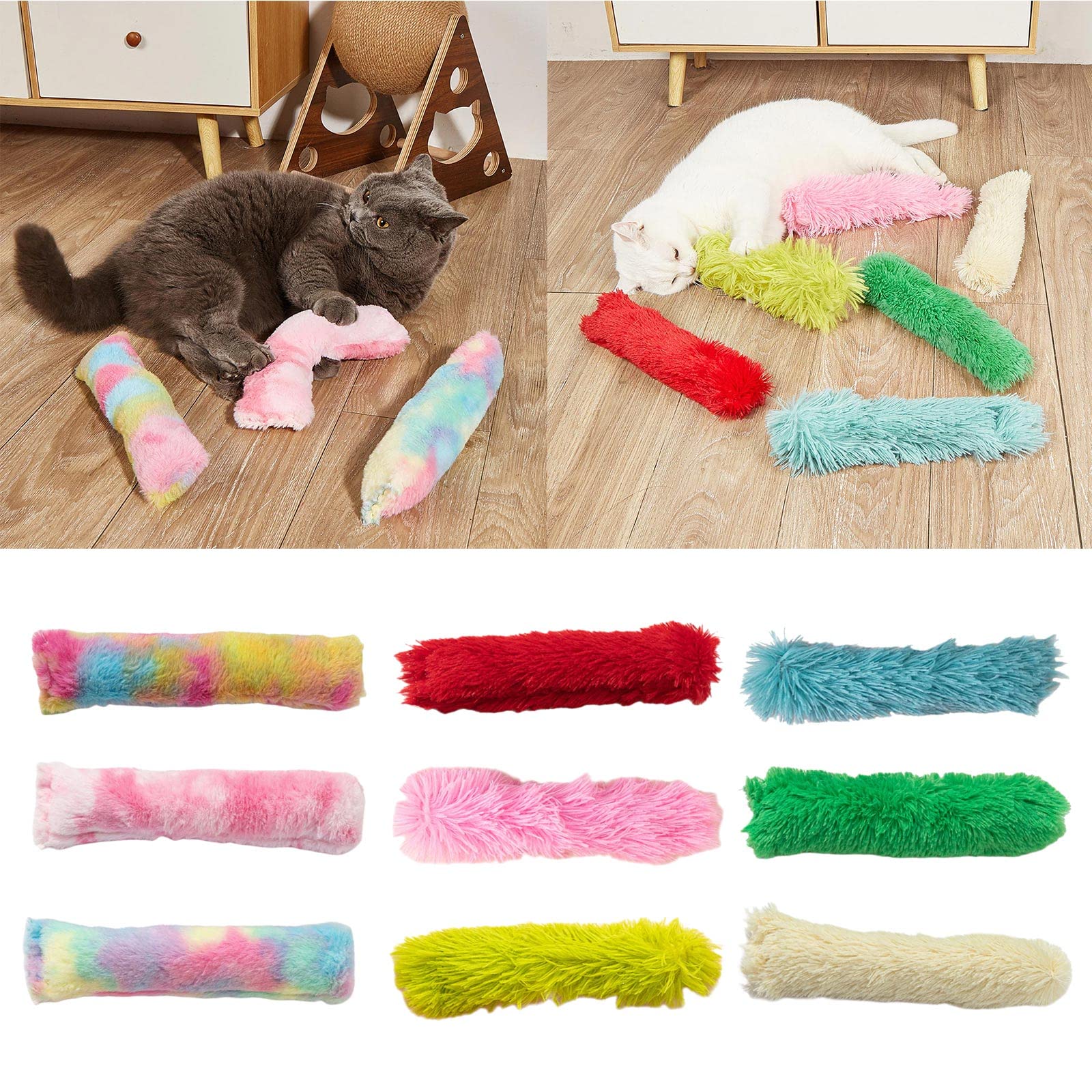 Fcnjsao Furry Toy with Soft Plush- Colorful Candy-Bar Shape Toy with Strip Pillow
