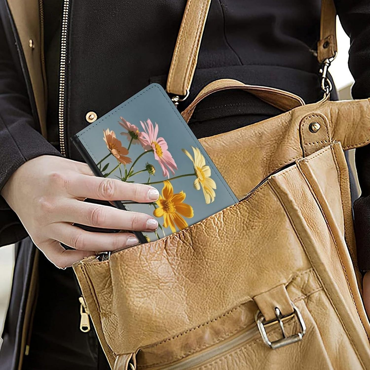 Beautiful Flowers Passport Holder for Travel PU Leather Passport Cover Passport Cover Wallet Case Passport Wallet