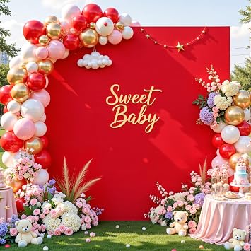 Red Square Arch Backdrop Cover 6.6FT x 6.6FT Arch Covers Stretchy Backdrop Spandex Fitted Arch Cover Balloon Photo Backdrops Covers for Wedding Birthday Party Graduation Baby Shower Decoration