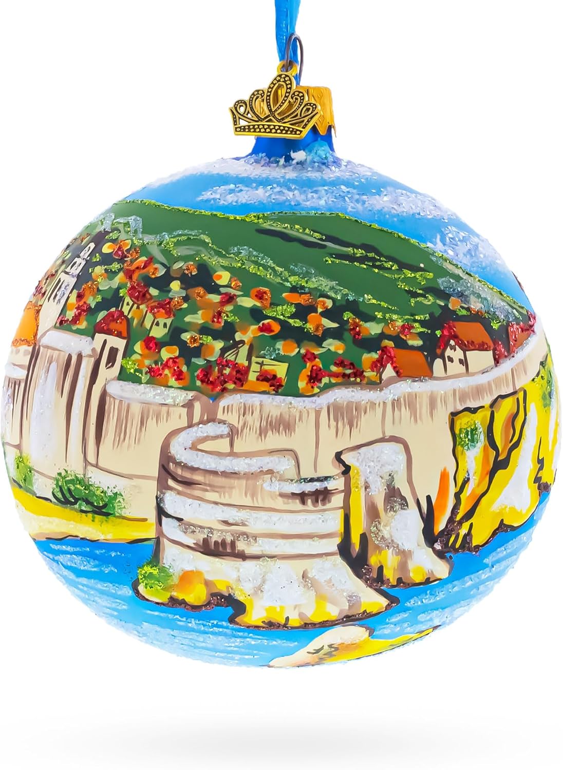 The Walls of Dubrovnik, Croatia Glass Ball Christmas Ornament 4 Inches