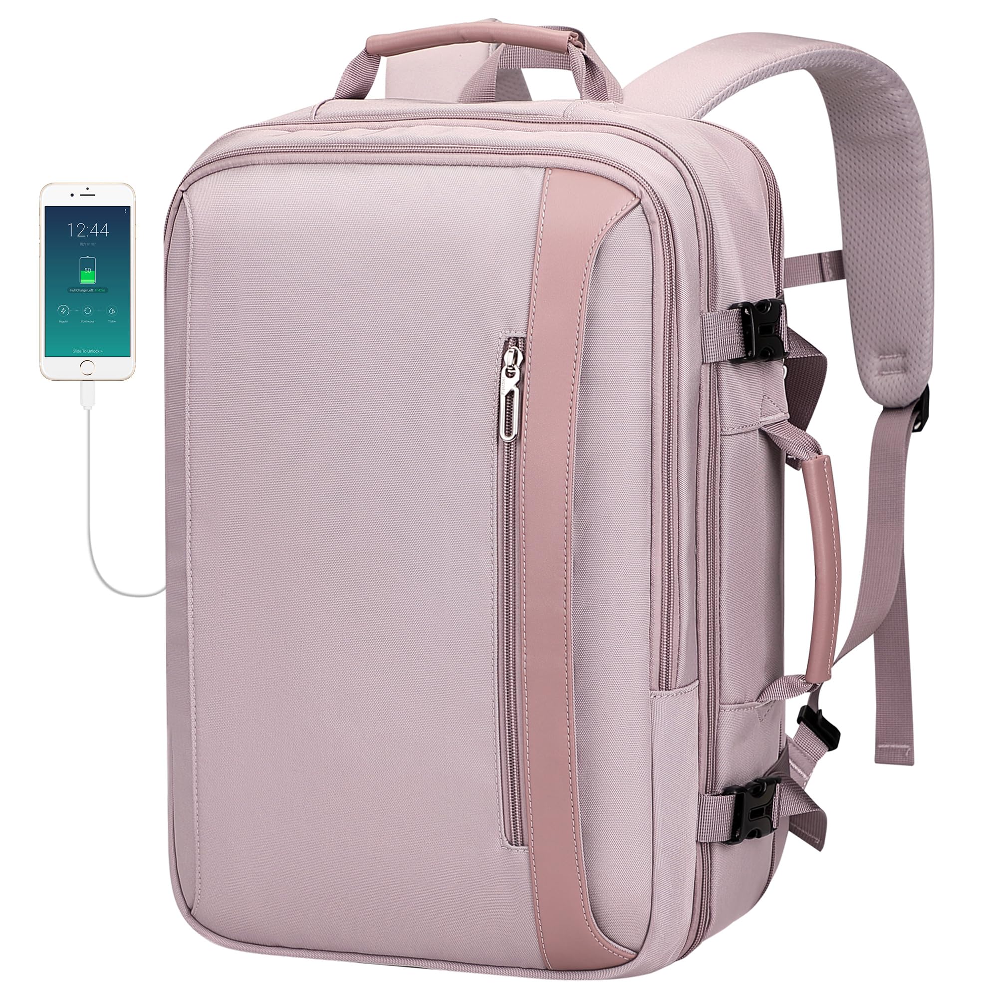 PIJUSHI Travel Backpack for Women Expandable Carry on Luggage Backpack Airline Approved Personal Item Laptop Bag(PE034 Light Purple)