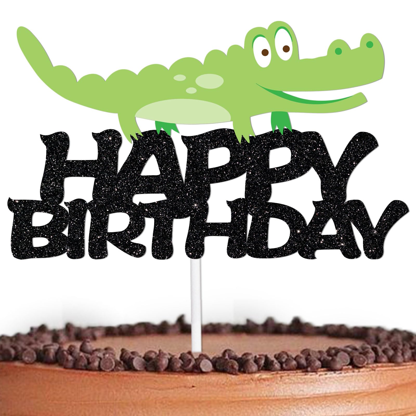Photo 1 of Crocodile Happy Birthday Cake Topper Decorations with Multicolored Animal for Birthday Theme Baby Shower Party Decor Supplies