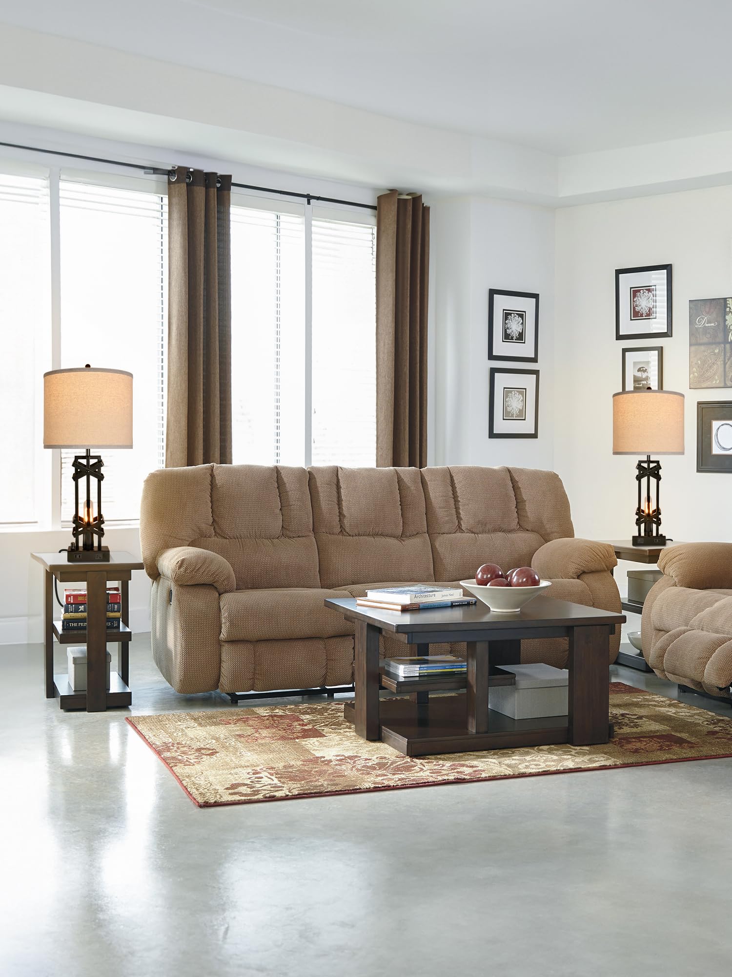 LEDIARY 27" Tall Farmhouse Table Lamps with AC Outlet and USB Ports, Rustic Living Room Lamps Set of 2, Black Industrial End Table Lamp for Bedroom Nightstand, 2 Blubs Included