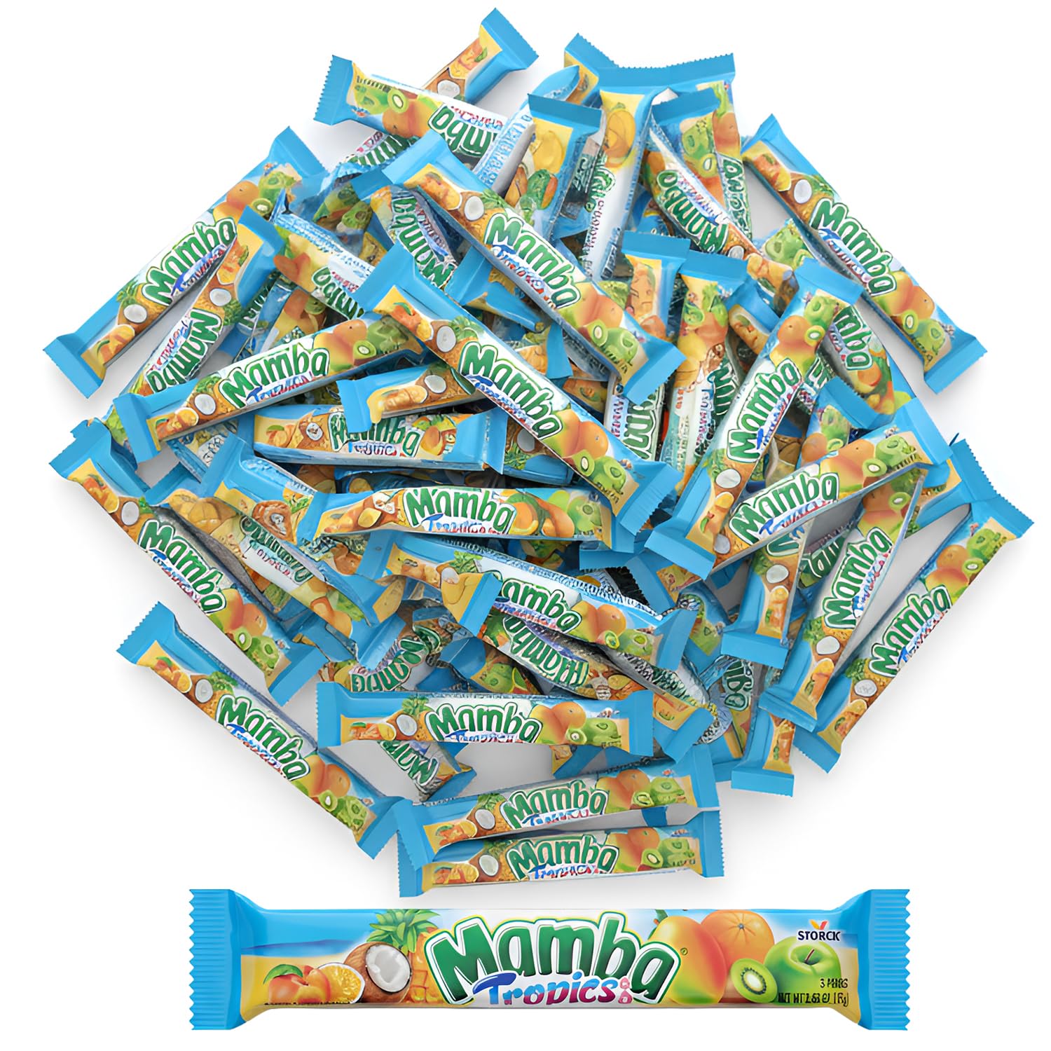 Mamba Tropics Assorted Fruit Chews - (Pack of 48) – Perfect Party Favor Treats for Birthdays & Events